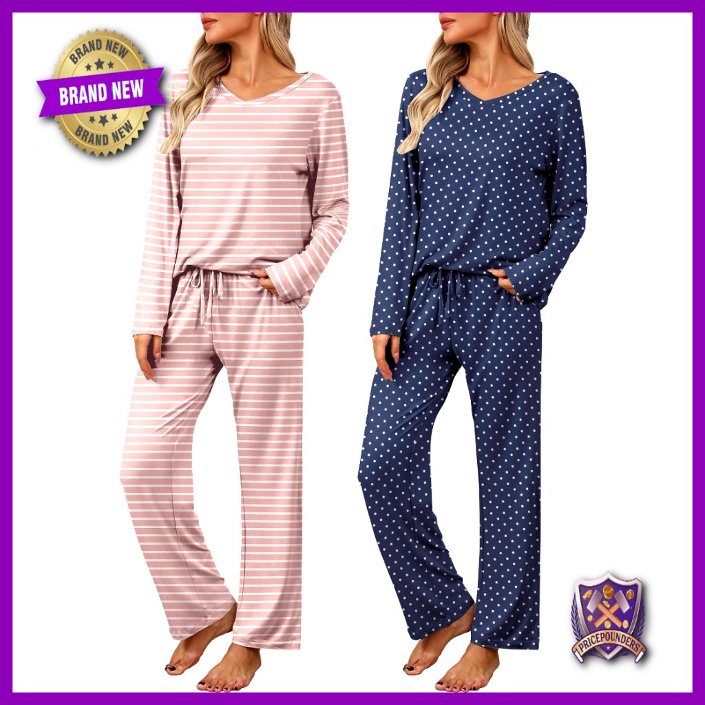 X-Large 2-Pack Pajama Set With Pockets, V-Neck, Soft Loungewear